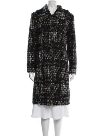 Pre-owned J Mendel Tweed Pattern Coat In Black