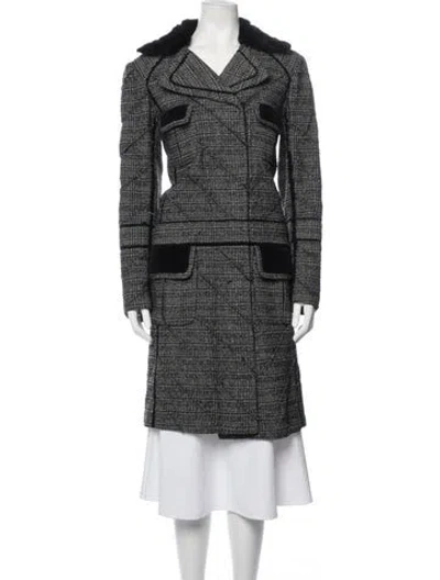 Pre-owned J Mendel Tweed Pattern Coat In Grey