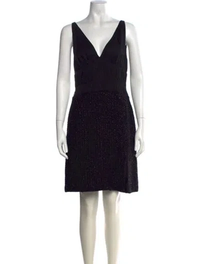 Pre-owned J Mendel Tweed Pattern Knee-length Dress In Black