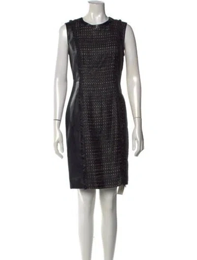Pre-owned J Mendel Tweed Pattern Knee-length Dress In Black