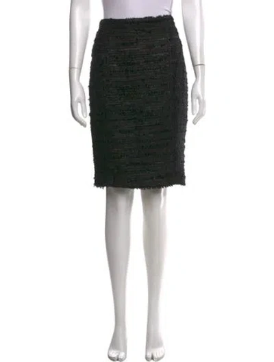 Pre-owned J Mendel Tweed Pattern Knee-length Skirt In Black