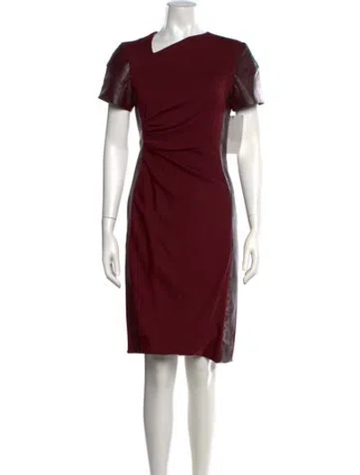 Pre-owned J Mendel Virgin Wool Knee-length Dress In Burgundy