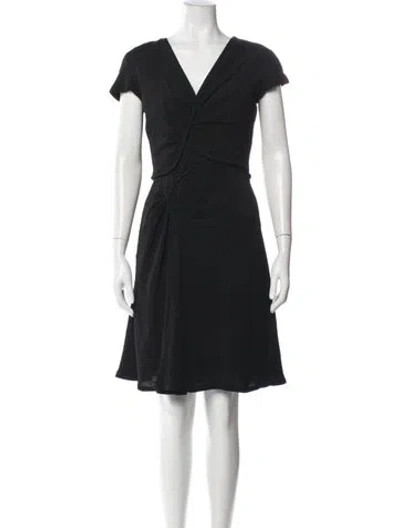 Pre-owned J Mendel V-neck Knee-length Dress In Black