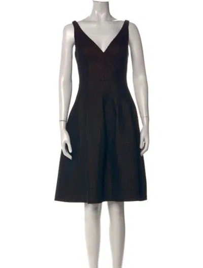 Pre-owned J Mendel V-neck Knee-length Dress In Black