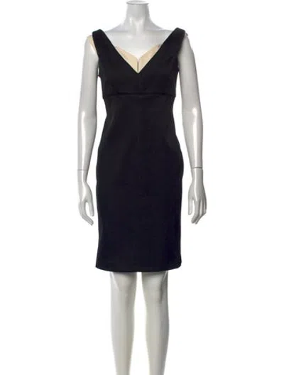 Pre-owned J Mendel V-neck Knee-length Dress In Black