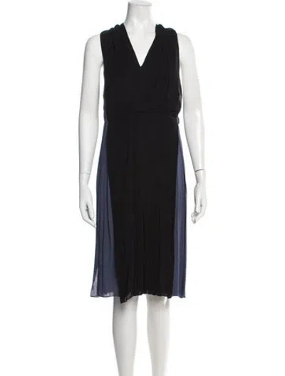 Pre-owned J Mendel V-neck Knee-length Dress In Blue