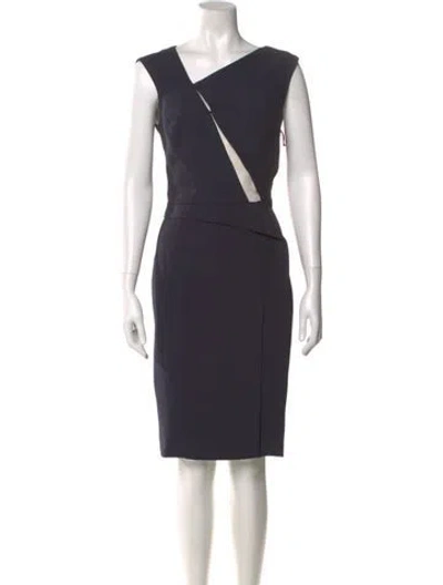 Pre-owned J Mendel V-neck Knee-length Dress In Gray