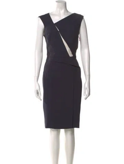 Pre-owned J Mendel V-neck Knee-length Dress In Grey