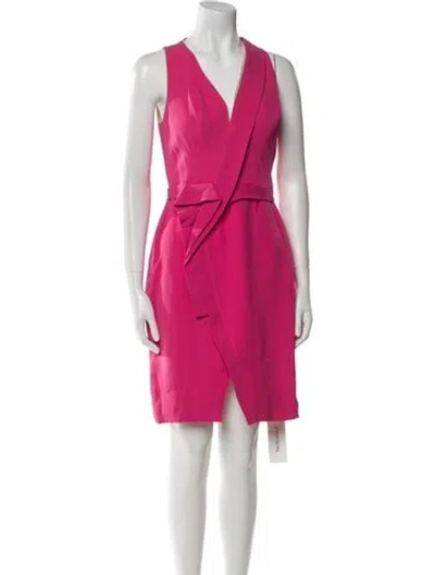 Pre-owned J Mendel V-neck Knee-length Dress In Pink