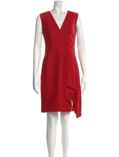 Pre-owned J Mendel V-neck Knee-length Dress In Red