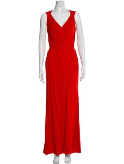 Pre-owned J Mendel V-neck Long Dress In Orange