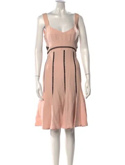 Pre-owned J Mendel V-neck Midi Length Dress In Neutrals