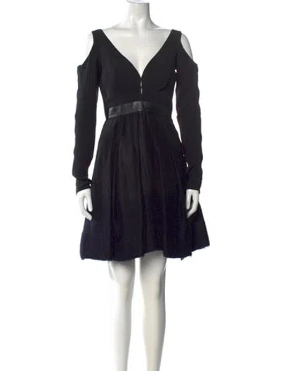 Pre-owned J Mendel V-neck Mini Dress In Black