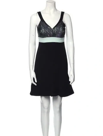 Pre-owned J Mendel V-neck Mini Dress In Black