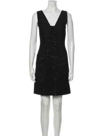 Pre-owned J Mendel V-neck Mini Dress In Black