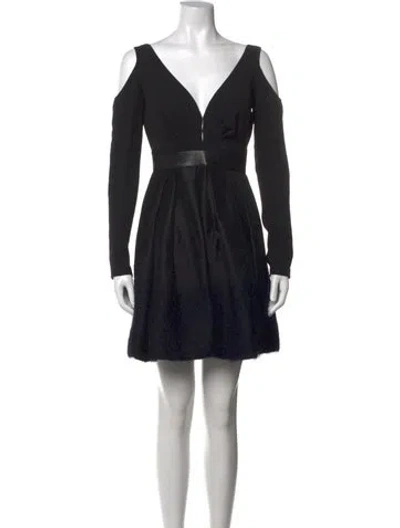 Pre-owned J Mendel V-neck Mini Dress In Black