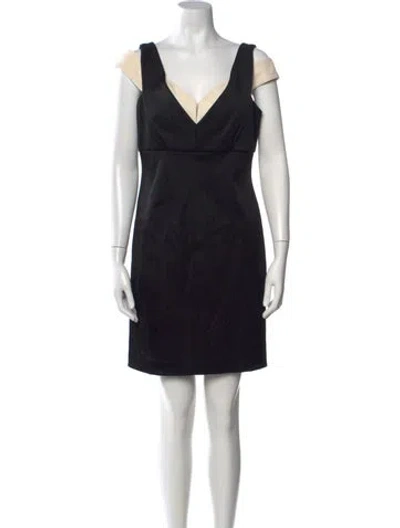 Pre-owned J Mendel V-neck Mini Dress In Black