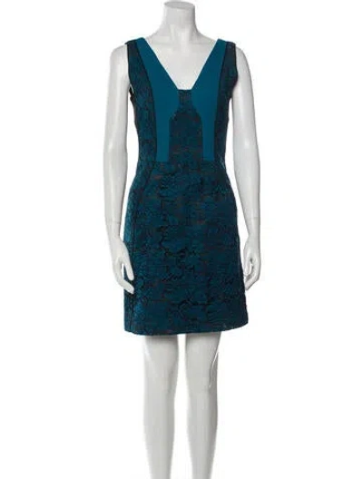 Pre-owned J Mendel V-neck Mini Dress In Blue