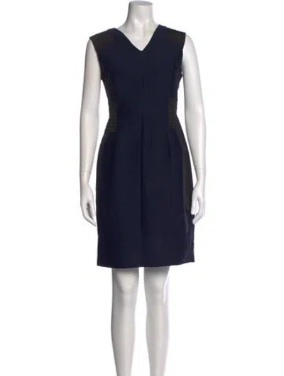 Pre-owned J Mendel V-neck Mini Dress In Blue