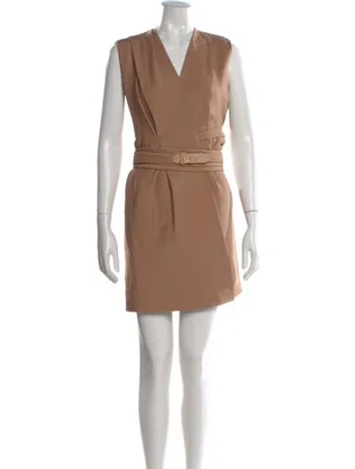 Pre-owned J Mendel V-neck Mini Dress In Brown