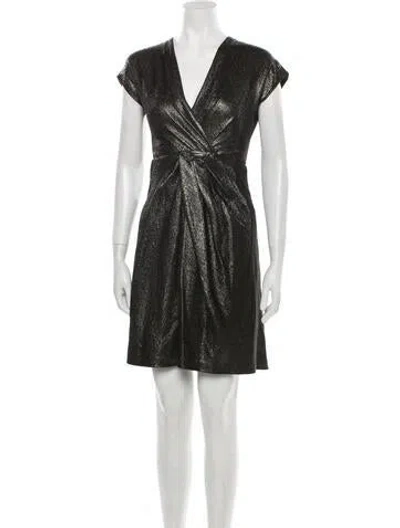 Pre-owned J Mendel V-neck Mini Dress In Gray
