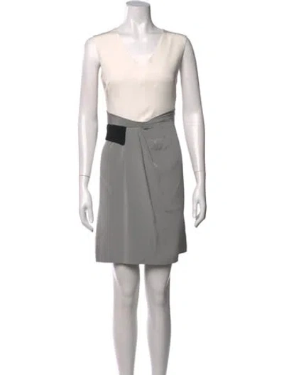 Pre-owned J Mendel V-neck Mini Dress In Neutrals