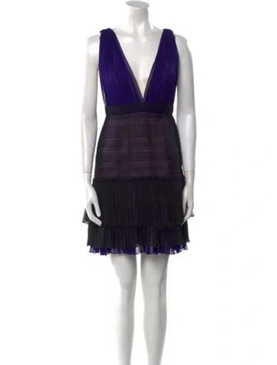 Pre-owned J Mendel V-neck Mini Dress In Purple