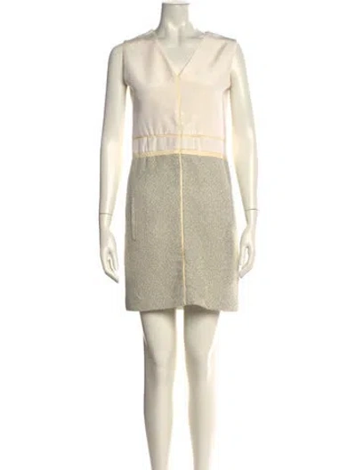 Pre-owned J Mendel V-neck Mini Dress In White