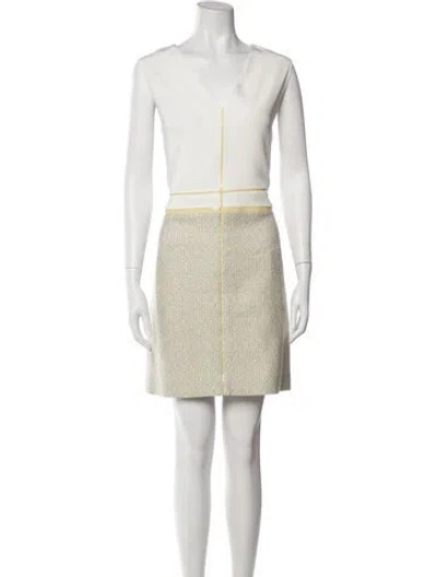 Pre-owned J Mendel V-neck Mini Dress In White