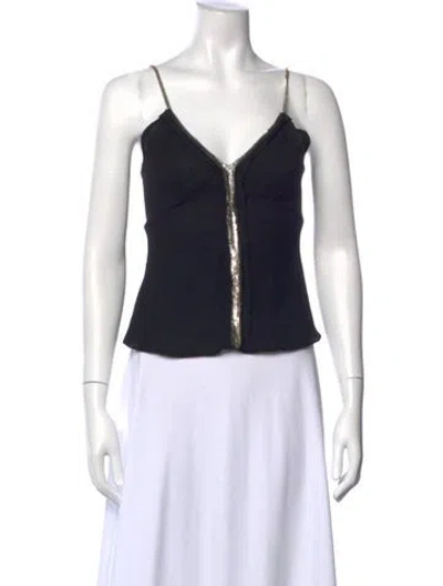Pre-owned J Mendel V-neck Sleeveless Top In Black