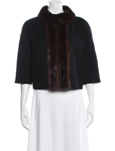Pre-owned J Mendel Wool Faux Fur Jacket In Black