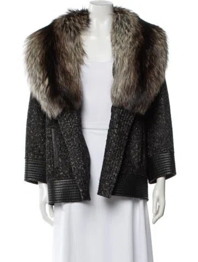 Pre-owned J Mendel Wool Faux Fur Jacket In Black