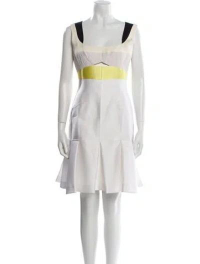 Pre-owned J Mendel Wool Knee-length Dress In Neutral