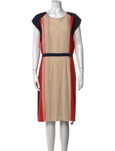 Pre-owned J Mendel Wool Midi Length Dress In Blue/orange