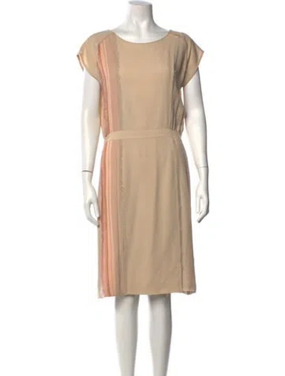 Pre-owned J Mendel Wool Midi Length Dress In Neutrals