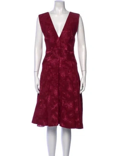 Pre-owned J Mendel Wool Midi Length Dress In Red