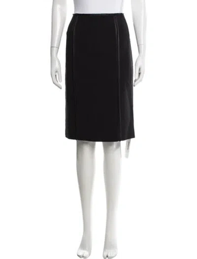 Pre-owned J Mendel Wool Midi Length Skirt In Black