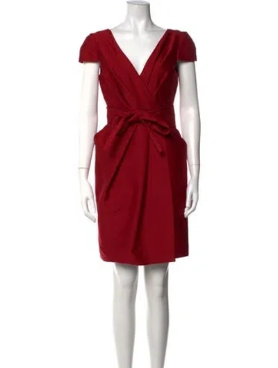 Pre-owned J Mendel Wool Mini Dress In Red