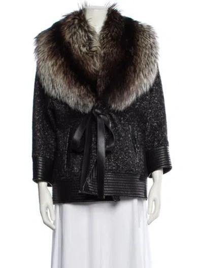 Pre-owned J Mendel Wool Printed Fur Jacket In Black