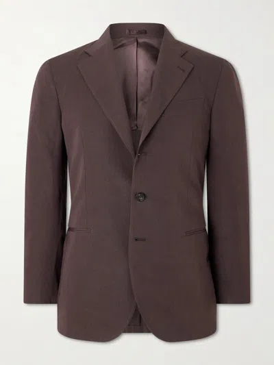 J. Mueser Cotton And Linen-blend Suit Jacket In Brown