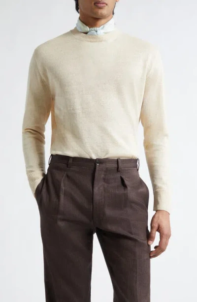 J. Mueser Flax & Cotton Crewneck Sweater In Neutral