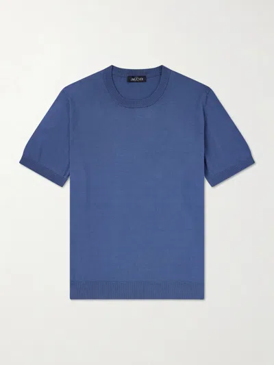 J. Mueser Knitted Cotton T-shirt In Blue