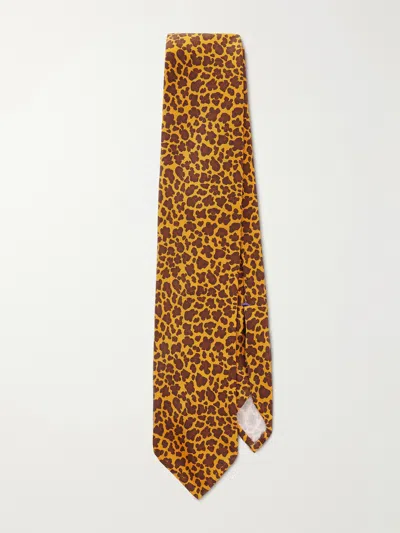 J. Mueser Leopard Print 8cm Silk Tie In Brown