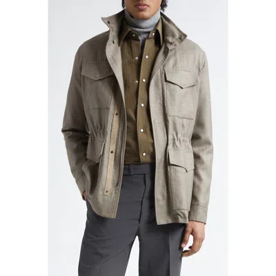 J. Mueser Water Resistant Virgin Wool, Silk & Linen Field Jacket In Gray
