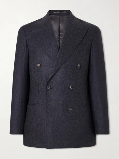 J. Mueser Waverly Double-breasted Virgin Wool Suit Jacket In Gray