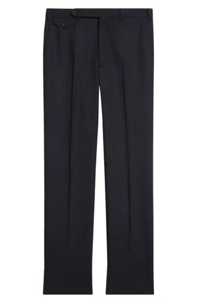 J. Mueser Waverly High Twist Virgin Wool Trousers In Black