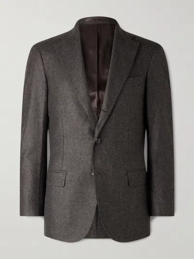 J. Mueser Waverly Puppytooth Wool Suit Jacket In Brown