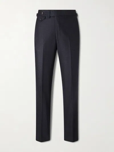 J. Mueser Waverly Straight-leg Virgin Wool Suit Trousers In Blue