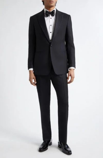 J. Mueser Waverly Virgin Wool & Mohair Tuxedo In Black
