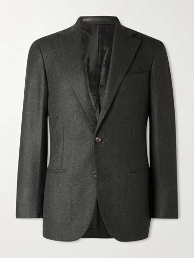 J. Mueser Waverly Wool-twill Blazer In Black